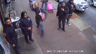 Shocking video shows suspect assaulting NYPD officer in the Bronx [upl. by Silevi]