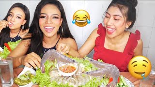 Eating Raw shrimp 🦐🤤 សាកញាំបង្គារឆៅ Mukbang 🦐ឆ្ងាញ់បាស់សក់😳🥵🤤💦 [upl. by Anitsej]