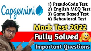 Capgemini Fully Solved Mock test 2022  PseudoCode  GameBased Test  English MCQ  Full Details [upl. by Aivek]