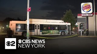 MTA bus slams into Burger King in Brooklyn [upl. by Burkitt142]