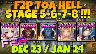 F2P TOA HELL 5 6 7 8  GIOU  2 LICH  PSAMATHE  BOLVERK  DECEMBER 2023 JANUARY 2024 SUMMONERS WAR [upl. by Upton]