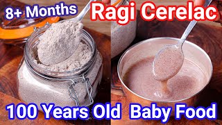 100 Year Old Baby Food  Homemade Ragi Ceralac Powder  Instant Ragi Porridge Meal for Babies [upl. by Nuawed]