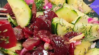 recette avec betterave rouge cuite  salade de betterave rouge concombre 137 [upl. by Ludovico910]