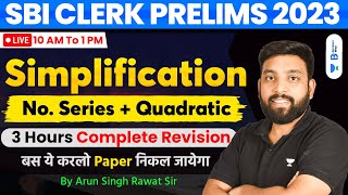 SBI Clerk Pre 2023  Simplification  Number Series  Quadratic Equations  Arun [upl. by Lleryt672]