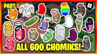 How to get ALL 500 BADGES  CHOMIKS in FIND THE CHOMIKS Part 1  Roblox [upl. by Ellennahs]