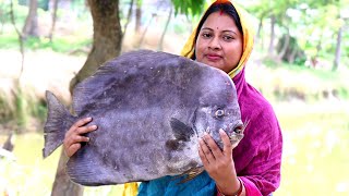 এই প্রথমবার 5 kg সাইজের ব্ল্যাক পমফ্রেট মাছ কেটে রান্না করে খেলামblack pomfret fish cutting [upl. by Lleneg827]