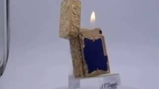 STDupont Solid Gold 18k blue Enamel Guilloche Ligne 1 Lighter [upl. by Aggie436]