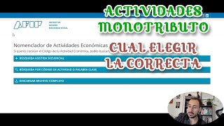 Que ACTIVIDAD elegir en el MONOTRIBUTO cual corresponde Nomenclador de actividades economicas AFIP [upl. by Dodi]