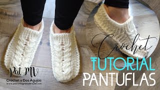 PANTUFLAS CROCHET con TRENZA ✅ Tutorial [upl. by Dnomsaj]