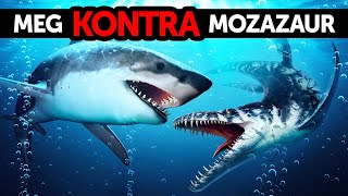 Megalodon spotyka gigantycznego morskiego dinozaura mozazaura [upl. by Olaf]