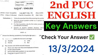 2nd PUC English Key Answers 2024  2nd PUC Final Exam English Key Answers 2024 2ndpucexam english [upl. by Einalam]