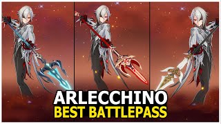 C0 Arlecchino Battlepass Weapon Damage Comparison  Genshin Impact [upl. by Arondell659]