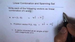 Write Vectors as Linear Combination of Unit Vectors i and j [upl. by Snow]