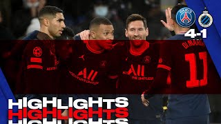 HIGHLIGHTS  PSG 4  1 Club Bruges  A brace for Kylian Mbappé amp Leo Messi ⚽️ [upl. by Nryhtak442]