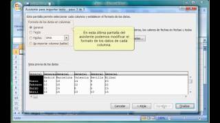 Excel 2007 14 Utilizar el asistente para importar texto [upl. by Killarney]