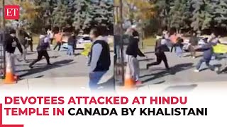 Khalistani extremists attack devotees in Canada’s Hindu Sabha temple Trudeau Condemns [upl. by Aikemot]