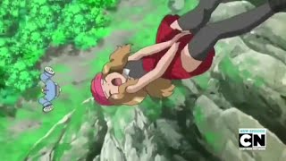 Greninja and Frogadier saves Serena and Clemont from Falling  Pokemon XYZ in English [upl. by Atiram]