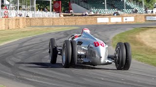 1936 Auto Union Type C V16 Sound In Action at Goodwood FOS [upl. by Ayatan]