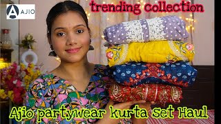 💕Ajio partywear kurti kurta set Haul💕 Gulmohar Jaipurfashor kurta set💕Ajio Haul💕my dream project💕 [upl. by Teodoro]