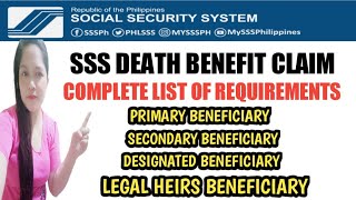 COMPLETE LIST OF REQUIREMENTS for SSS DEATH BENEFIT CLAIM APPLICATION [upl. by Moulton]