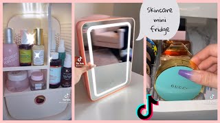 ASMR 💋10 minute Skincare Mini Fridge restock and Organizing drawer TikTok compilation  13 🥰💜 [upl. by Salome]