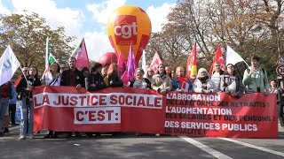 Salaires et retraites départ de la manifestation parisienne  AFP Images [upl. by Humpage]