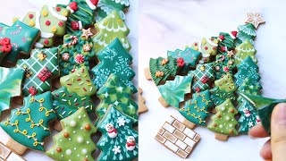 クリスマスツリークッキーを可愛くする15アイデア🎄【アイシングクッキー】satisfying cookie decorating｜royal icing Christmas tree cookies [upl. by Alit]