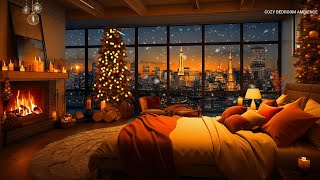 Cozy Winter Bedroom Ambience ⛄ Smooth Jazz Instrumental Music amp Crackling Fireplace for Relax Sleep [upl. by Devina243]