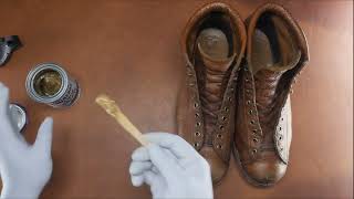 Boot greasing Chippewa M35 with Huberds Shoe Grease asmr bootcare workboots [upl. by Elna]