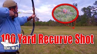 100 Yard Recurve Bow shot on a Nerf football NO sights ArcheryTips [upl. by Tillman517]