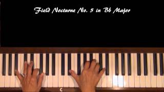 John Field Nocturne No 5 Bb Major Piano Tutorial [upl. by Linnette]