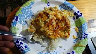 Cheesy Onion Striped Bass  Recipe [upl. by Rilda]