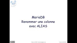 MariaDB  MySQL  Renommer une colonne avec ALIAS [upl. by Nolubez]