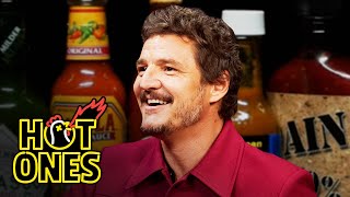 Pedro Pascal Cries From His Head While Eating Spicy Wings  Hot Ones [upl. by Merla]