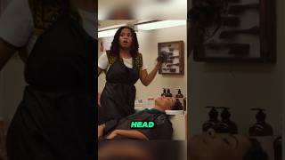 shorts Woman goes to barber store to get her hair washed barber mistook hair remover for shampoo [upl. by Annekam871]