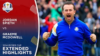 Jordan Spieth vs Graeme McDowell  2014 Ryder Cup  Extended Highlights [upl. by Elleryt]