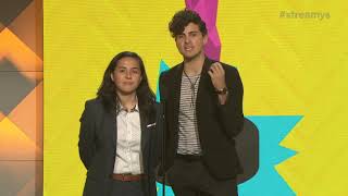 Anthony Padilla and Elle Mills Present First Person to David Dobrik  Streamys 2018 [upl. by Woodford]