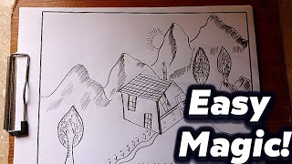 How to Draw a Simple Landscape  YouArt Studio [upl. by Yecats269]