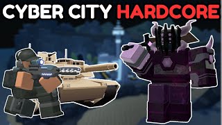 Cyber City Hardcore Triumph Trio Strat IN DESC  Tower Defense Simulator  Roblox [upl. by Dlared]