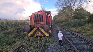 Another disused railway stroll near the quarry at PorthywaenVintage Diesel Loco amptrack machine [upl. by Annerol]