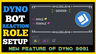 Reaction Roles by Dyno Bot  New Feature  Commands amp Setup  2021 [upl. by Monique]