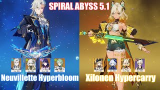 C1 Neuvillette Hyperbloom amp C0 Xilonen Navia Hypercarry  Spiral Abyss 51  Genshin Impact [upl. by Gussi]