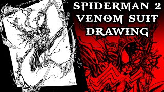 Marvels SpiderMan 2 venom black suit Drawing  HomemAranha preto comic art TUTORIAL [upl. by Anaujit]