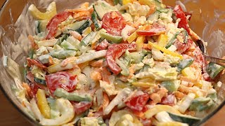 Dieser bunte Chinakohlsalat mit Senf Schmand Dressing ist super auch zum Grillen Rezept mit Paprika [upl. by Nedry]