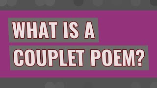 What is a couplet poem [upl. by Basilius]