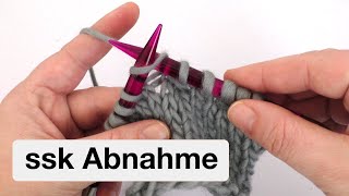 ssk stricken  linksgeneigte Abnahme stricken [upl. by Rubie]