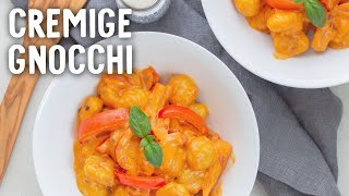 GNOCCHI mit cremiger PaprikaFrischkäseSoße » Schnelles MEAL PREP Rezept einfach  vegetarisch [upl. by Mohr]