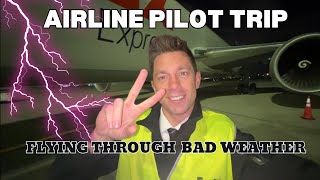 Airline Pilot Trip  Flying Through BAD Weather [upl. by Nidla]