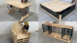 9 Amazing Homemade Ideas Worth Watching For Woodworking Project Cheap From Plastic Crates And Pallet [upl. by Euqinot]