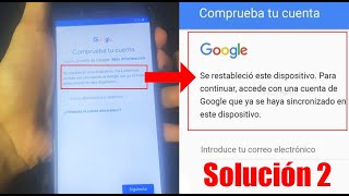 Se restableció este dispositivo Para continuar acceda con una cuenta de google  SOLUCION 2 [upl. by Azeel831]